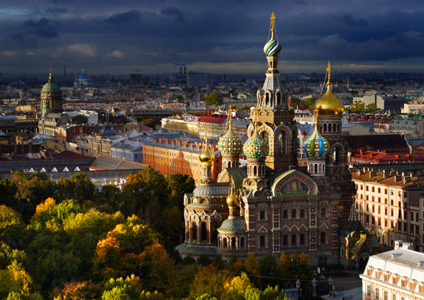 aerial drone photography - Service1 Church on Spilled blood, St. Petersburg.  