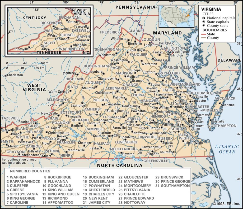 Service Areas - Virginia VA-county  