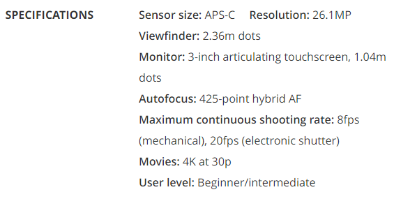 Fujifilm X-S10 specs