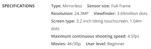 Nikon Z5 specs