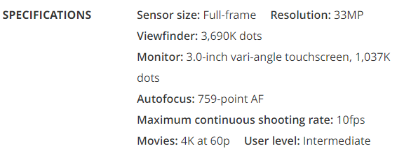 Sony A7 IV specs